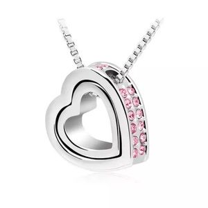 (Last 1) Heart in heart necklace, with crystal elements